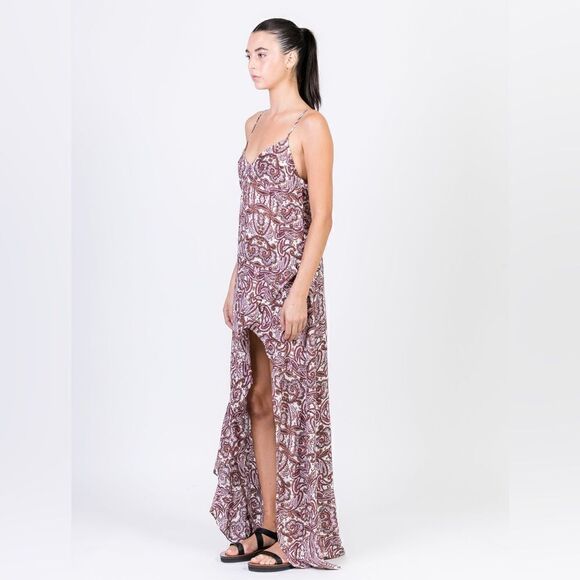 For Love  & Lemons Romy Maxi Pink Red Dress Tank Asymmetrical Sleep Size S - Picture 7 of 13